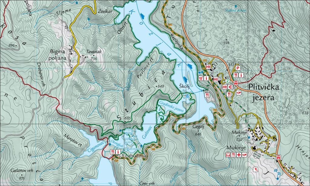 map plitvice lakes national park